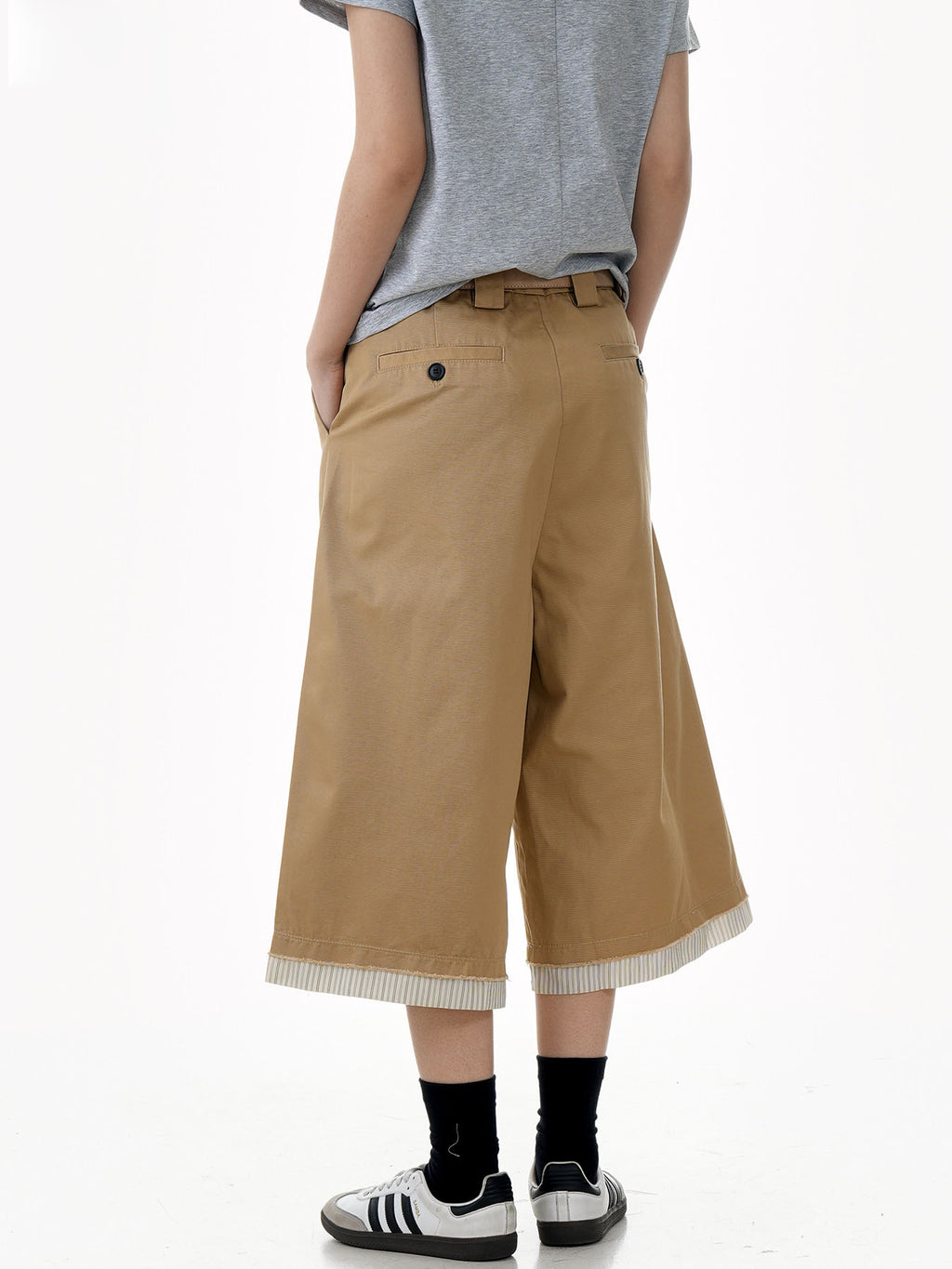 Raw Hem Patch Crop Shorts