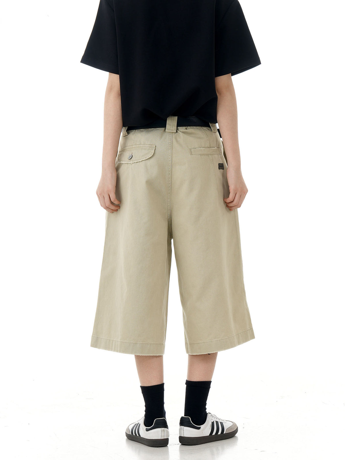High Waist Cargo Knee Shorts