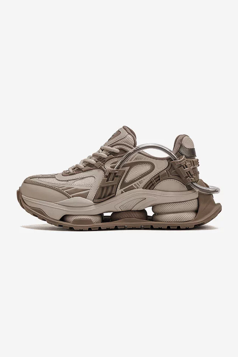 Mesh Chunky Running Sneakers - Khaki