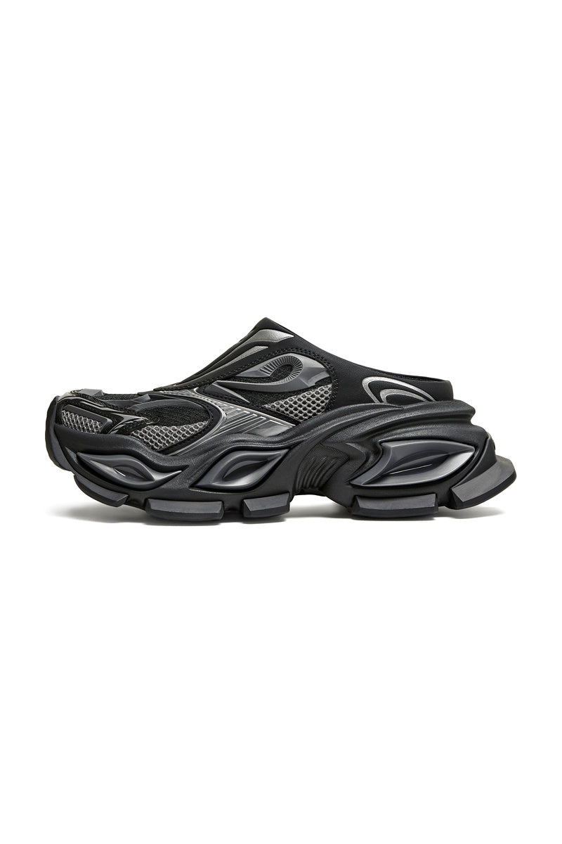 Platform Closed Toe Mules - Black