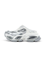 Platform Closed Toe Mules - White / Gray