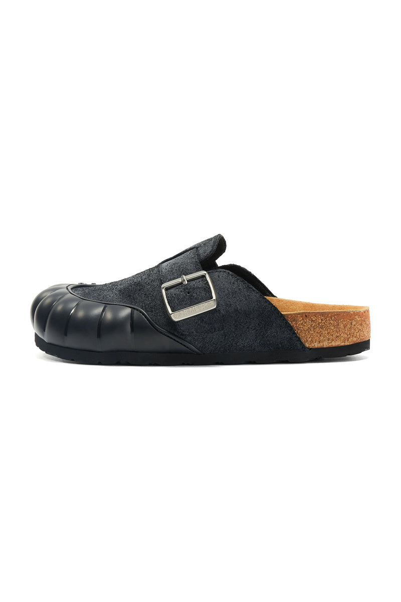 Leather Platform Clog Sandals - Black