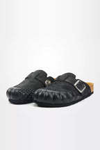 Leather Platform Clog Sandals - diagonal pair