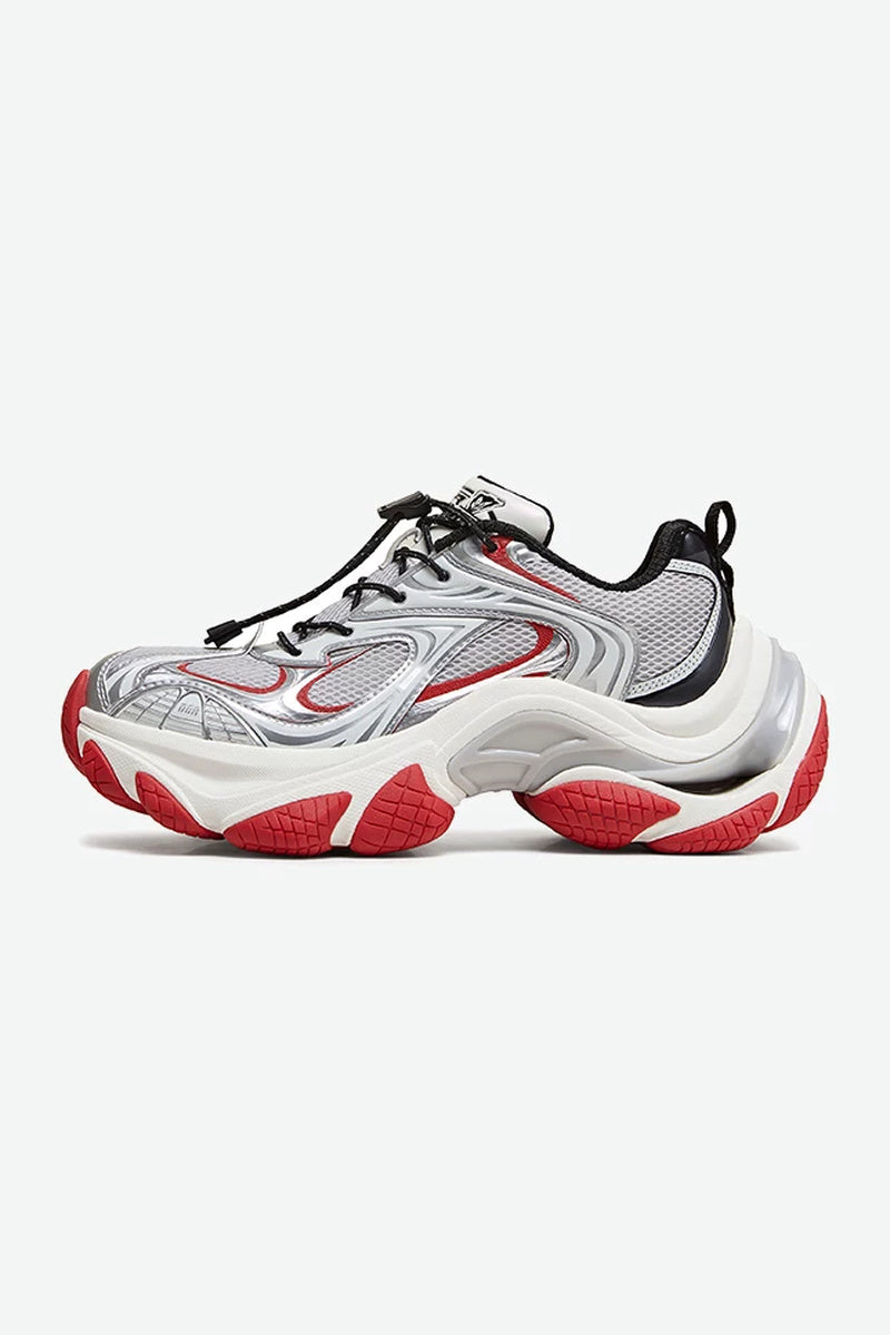 Futuristic Chunky Running Sneakers - Titanium Silver