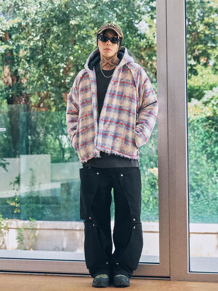 Riveted Panel Cargo Pants — Black, full-length model view