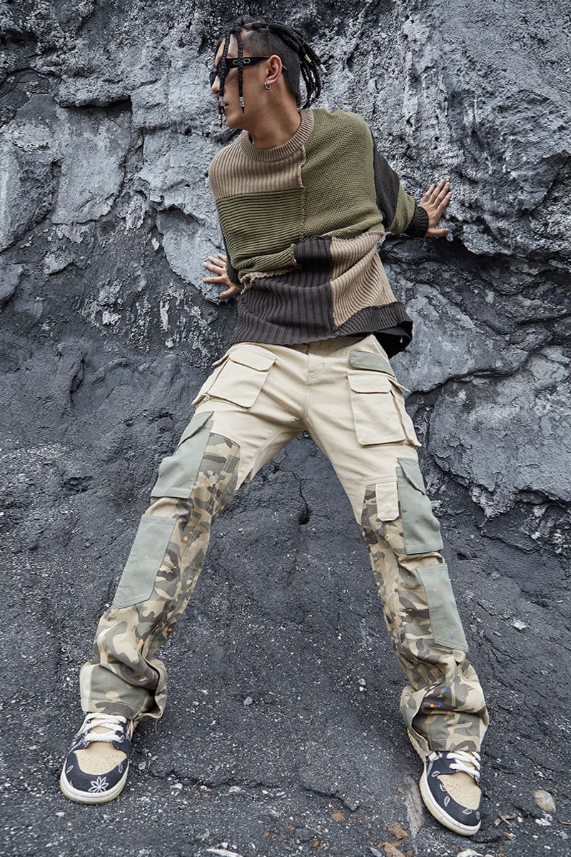 STEEPC Camo Flared Cargo Trousers - UK Only