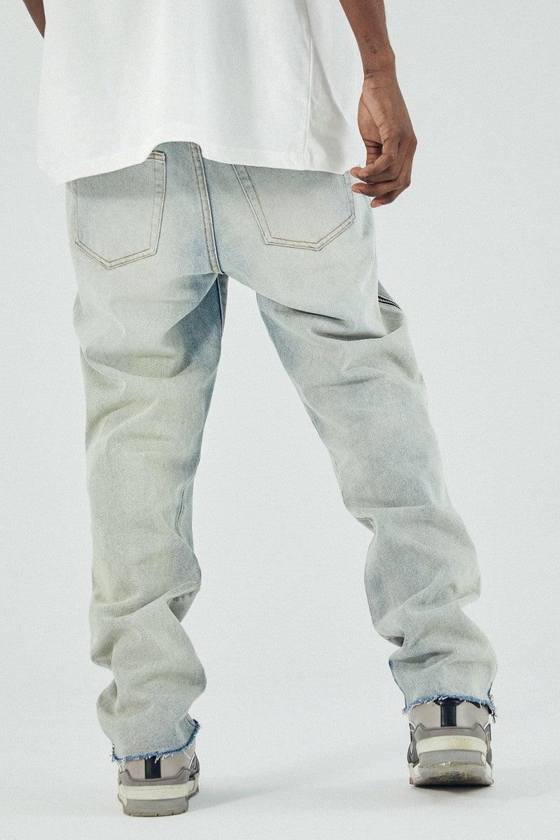 Antidote Washed Side Zipper Straight Jeans