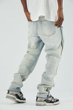 Antidote Washed Side Zipper Straight Jeans
