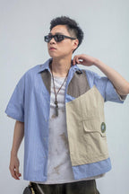 Error Code Stitched Striped Vest Shirt