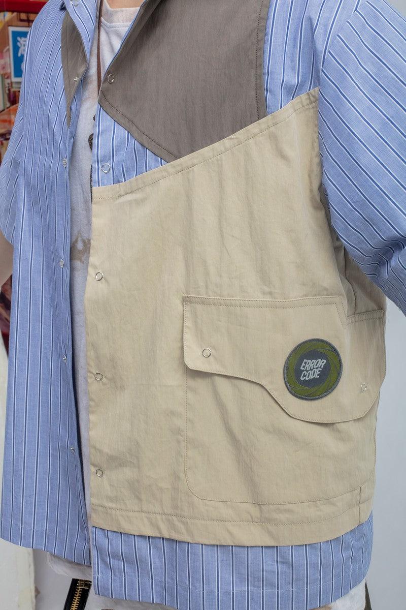 Error Code Stitched Striped Vest Shirt