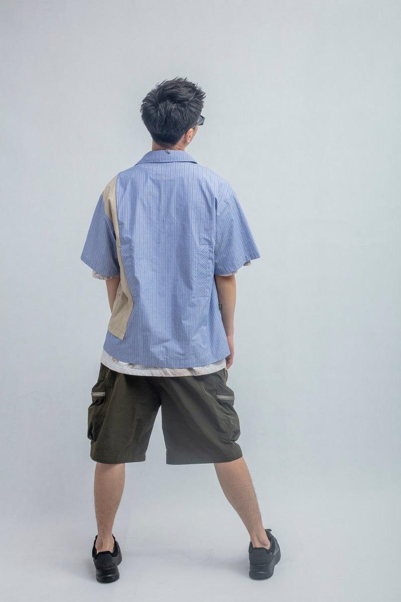 Error Code Stitched Striped Vest Shirt