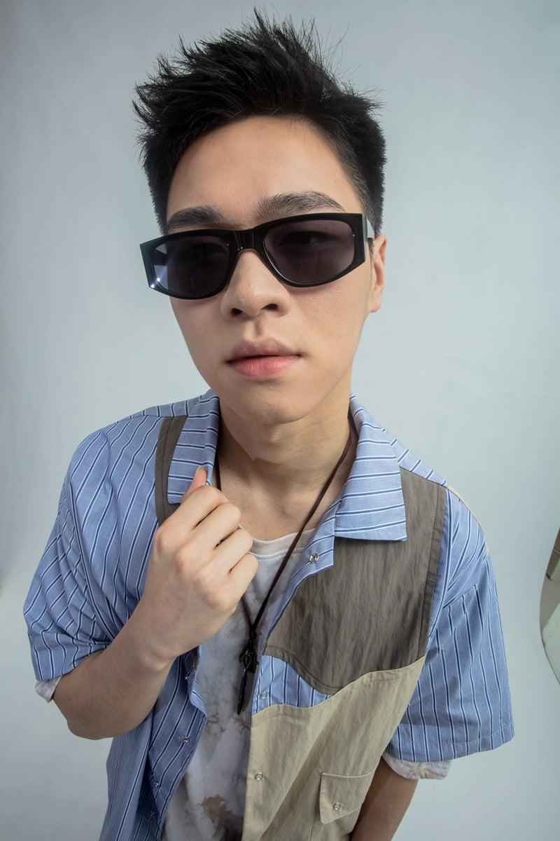 Error Code Stitched Striped Vest Shirt