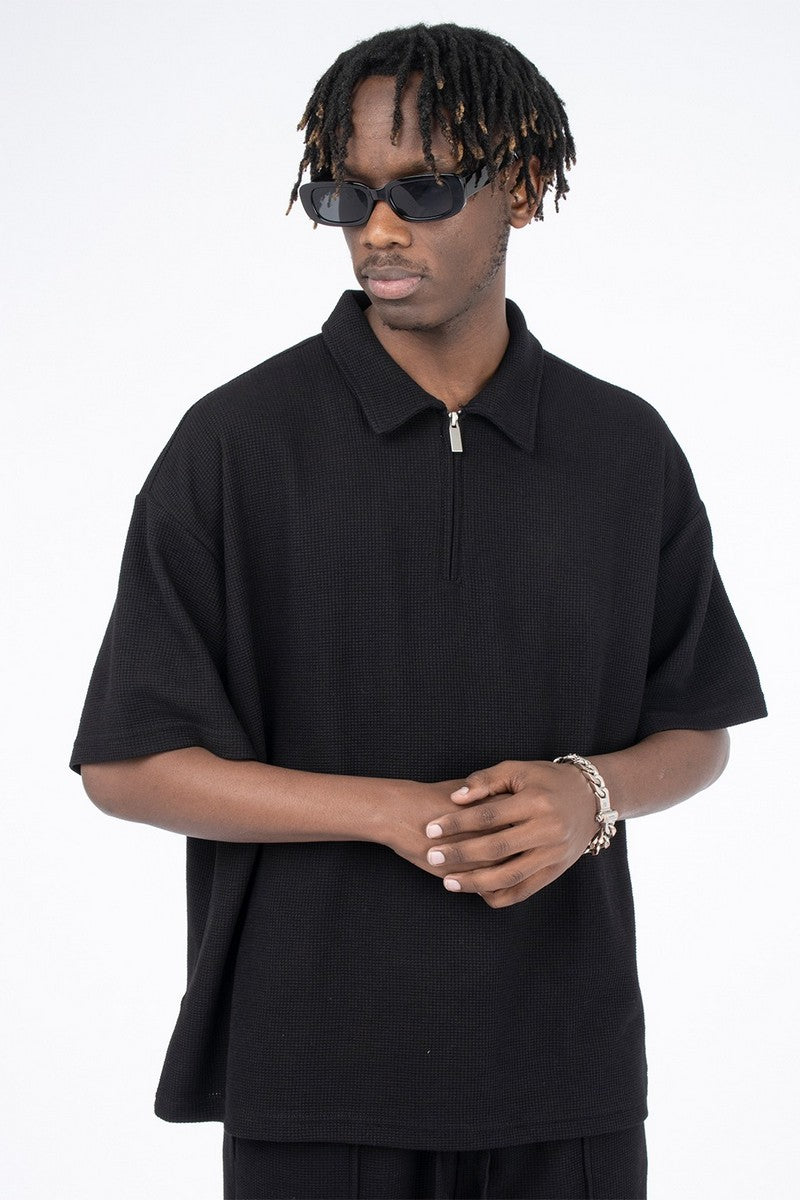 CZ Zipper Waffle Polo