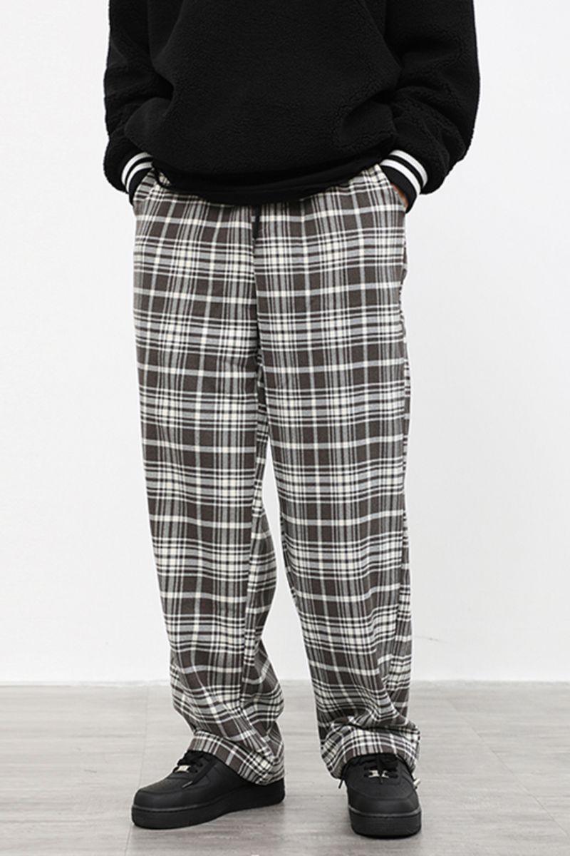 CZ Plaid Loose Straight Trousers