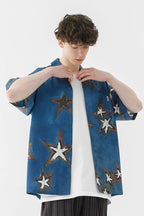CZ Royal Blue Stars Cuban Shirt