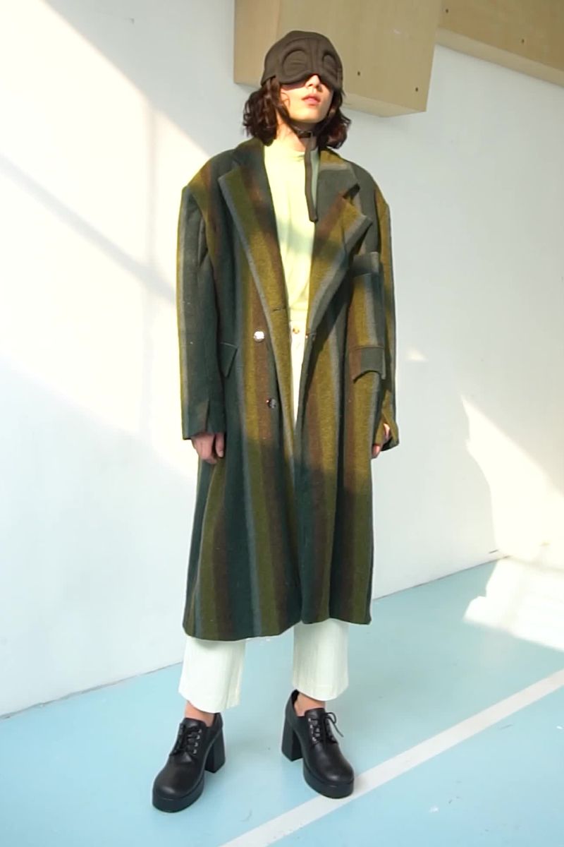 Mix7 Striped Heavy Wool Coat