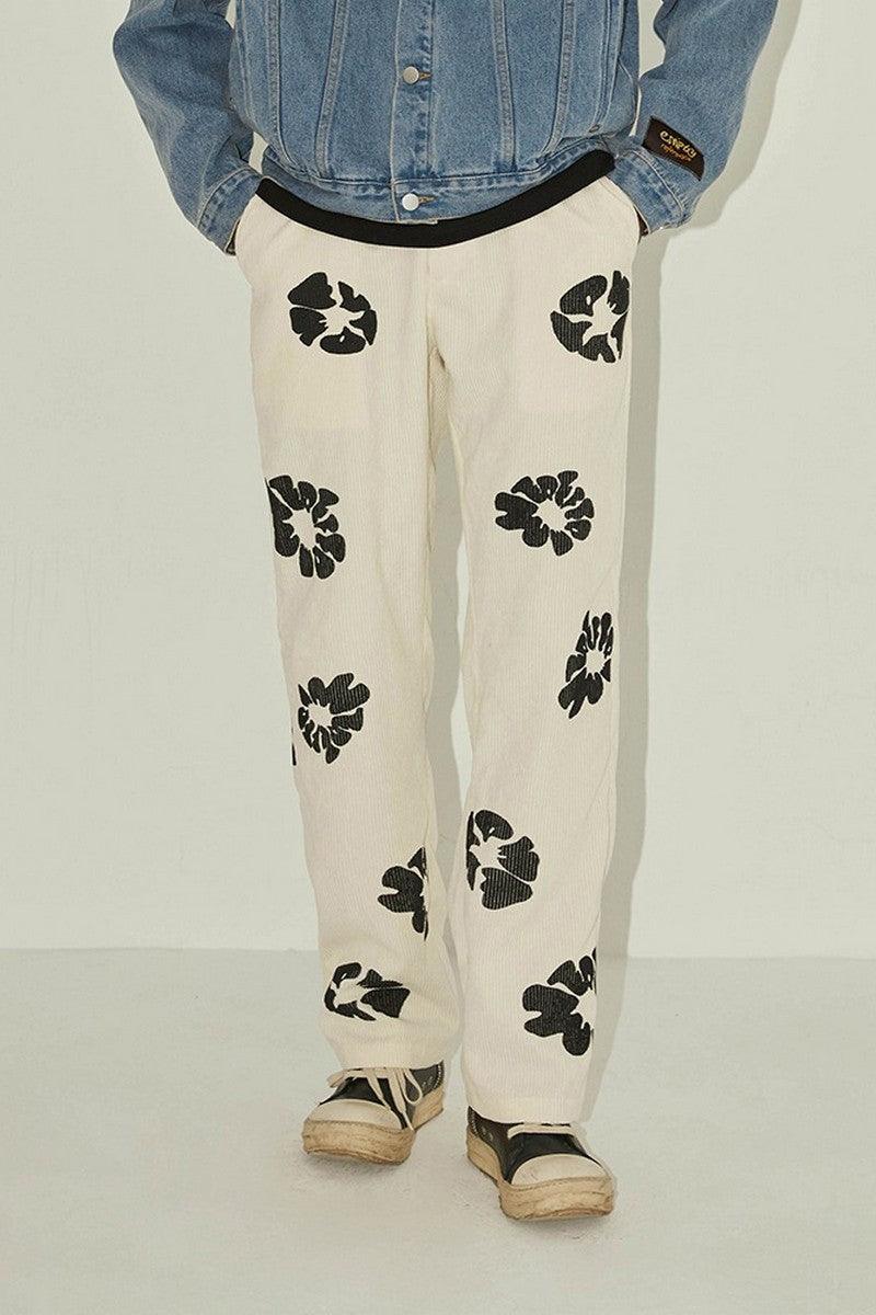 Empty Reference Logo Print Corduroy Trousers