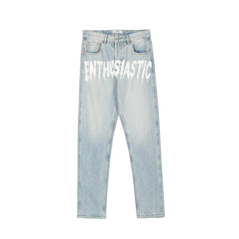 CZ Enthusiastic Print Straight Jeans