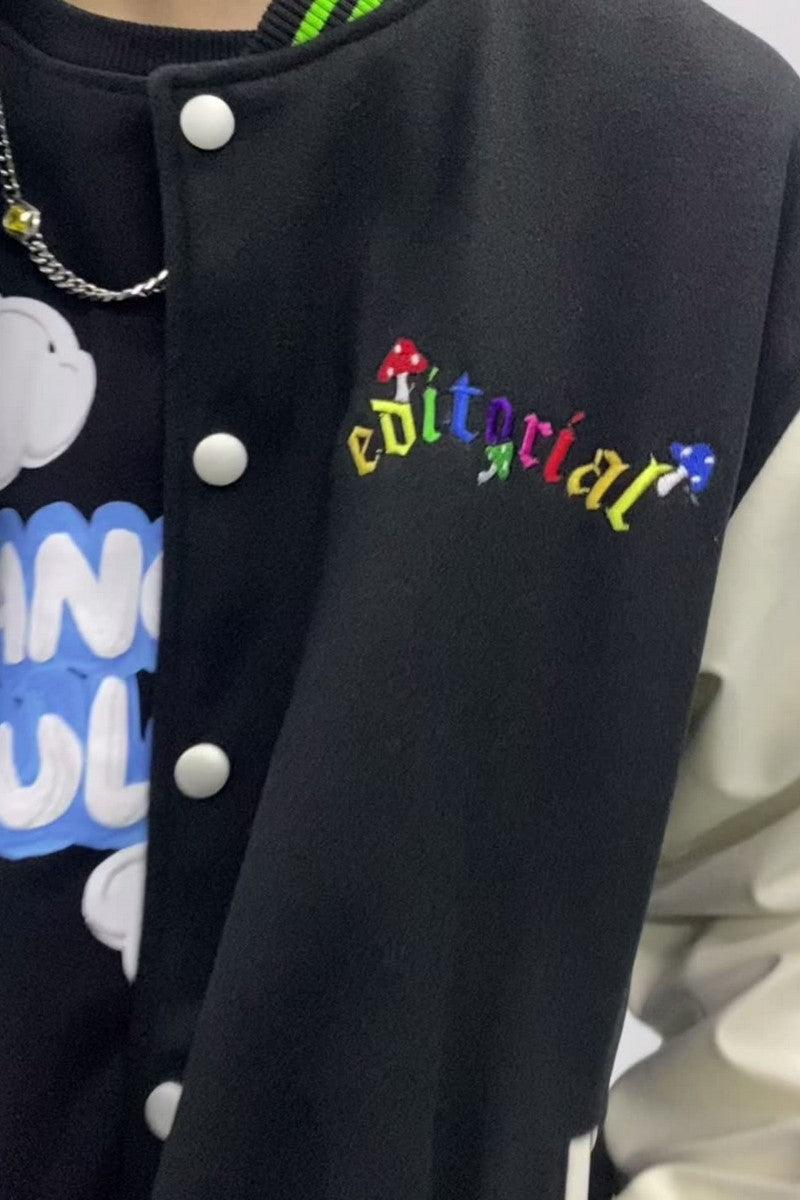 CZ Mushroom Embroidered Varsity Jacket