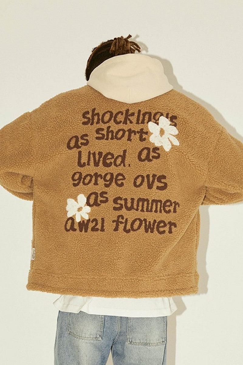Empty Reference Camel Flowers Sherpa Jacket