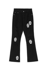 CZ Skulls Washed Flared Jeans - UK Only
