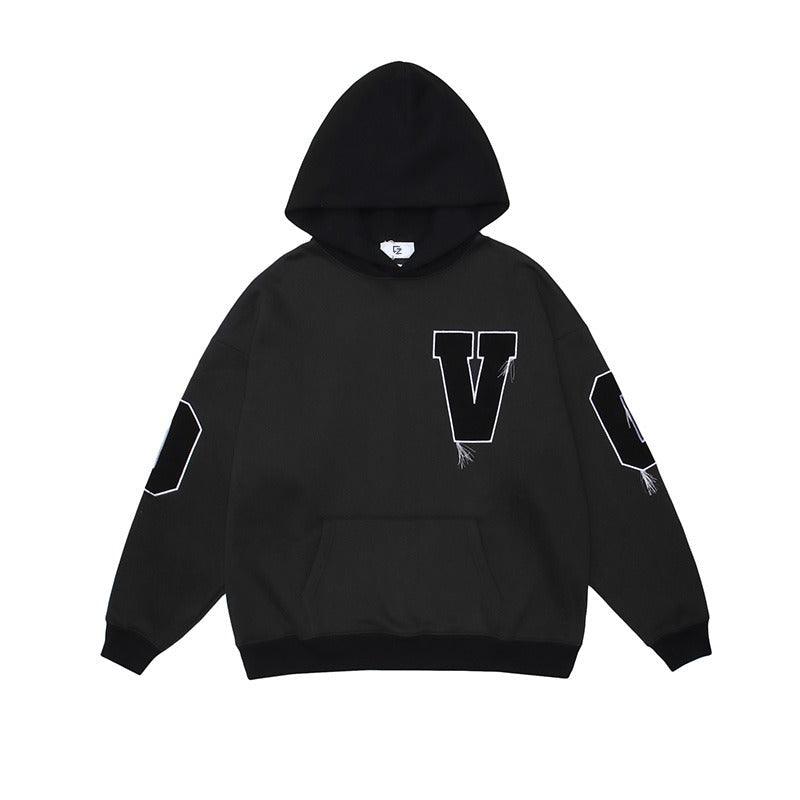 CZ Embroidered Loose Hoodie