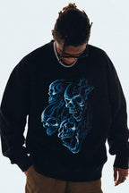 Antidote Blue Flame Skull Sweater