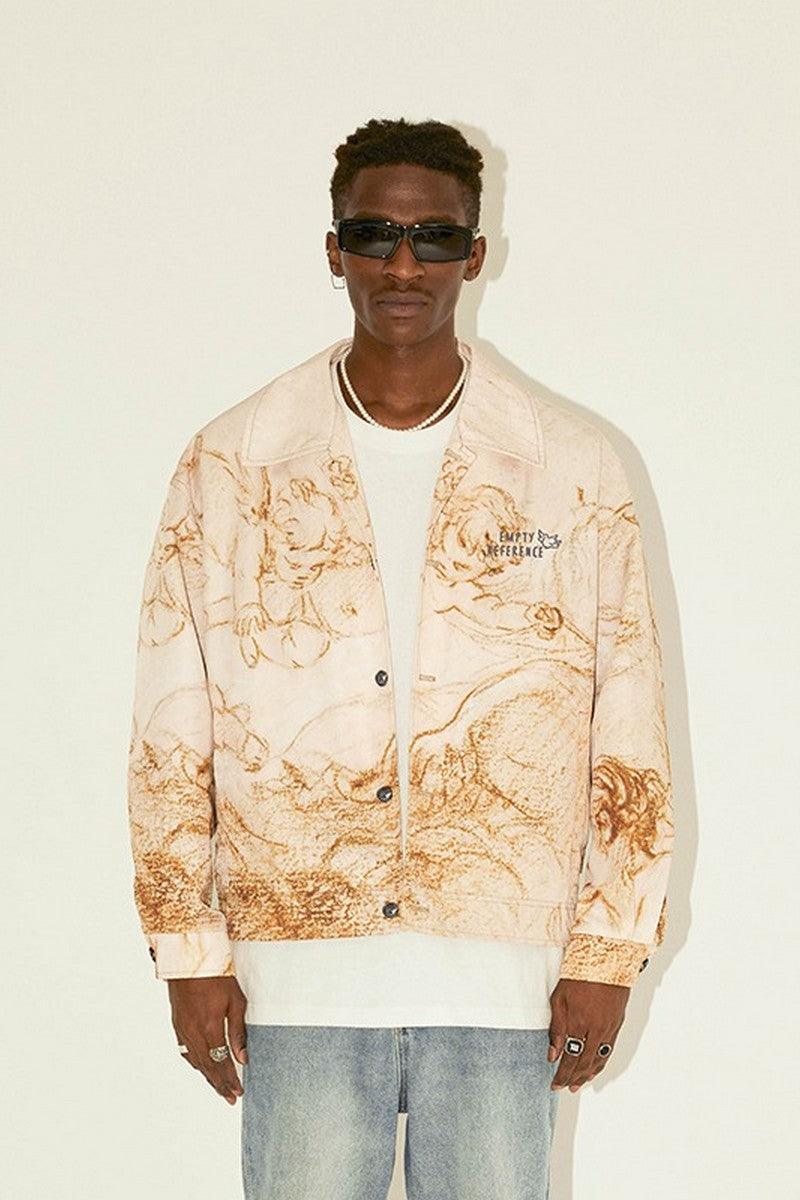 Empty Reference Angels Print Coach Jacket