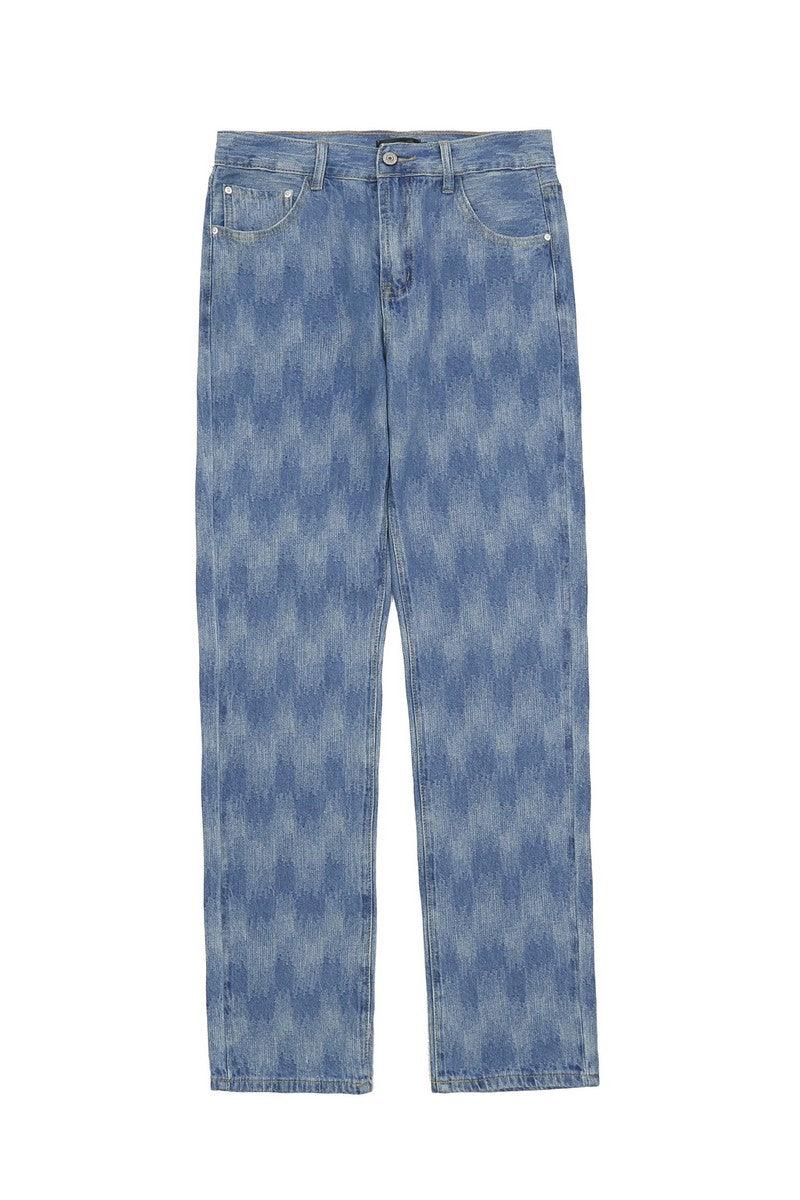CZ Checkered Washed Straight Jeans