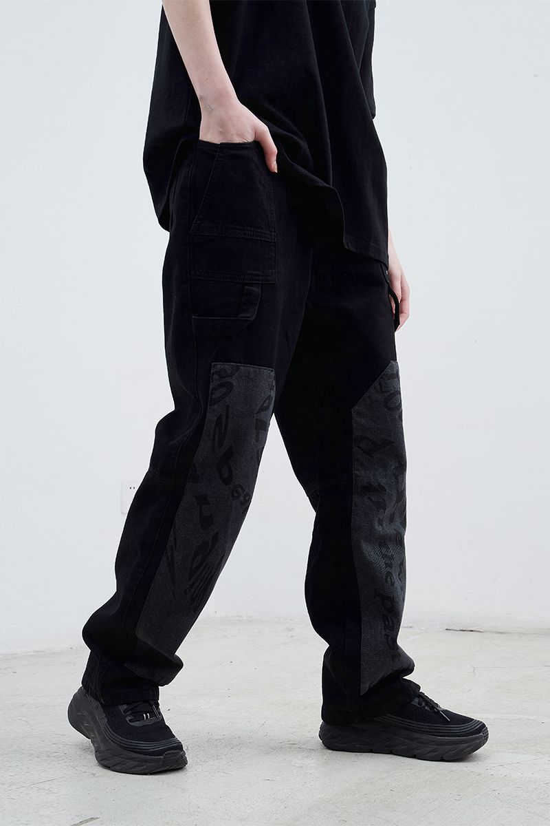 STEEPC Black Patch Loose Jeans