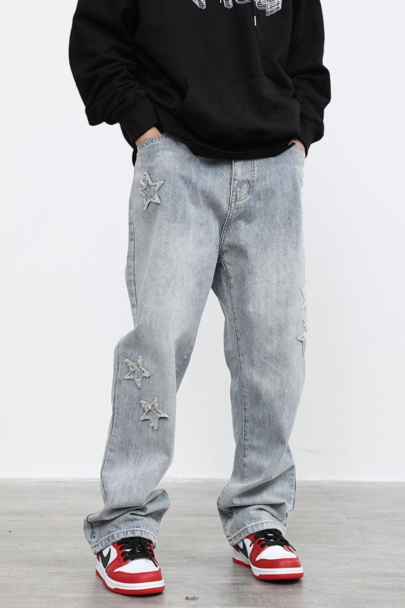 CZ Stars Patches Flared Jeans - UK Only