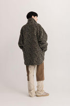 Empty Reference Leopard Pattern Zip Fleece