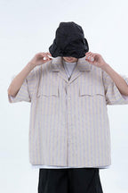 Center of Rotation Plaid Striped Cuban Shirt