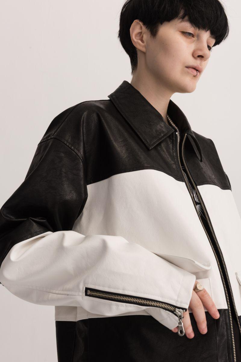 Empty Reference Contrast Leather Jacket