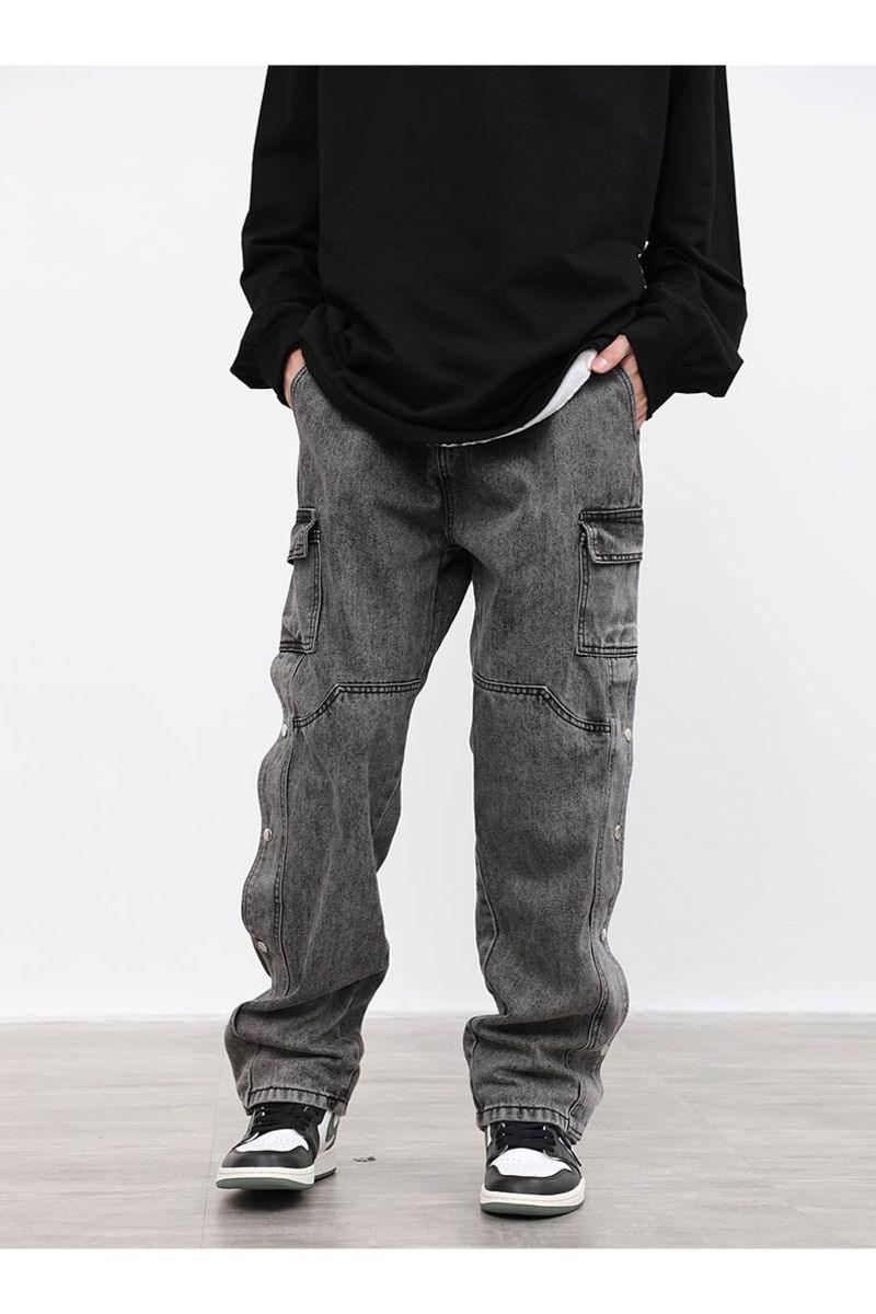 CZ Dark Buttons Cargo Jeans