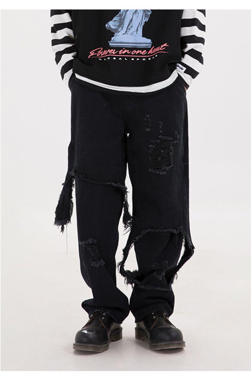 CZ Washed Ripped Jeans