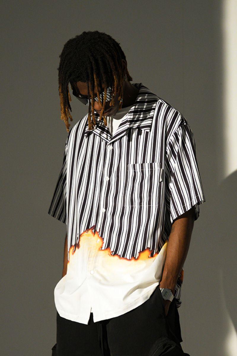 Empty Reference Burning Striped Cuban Shirt