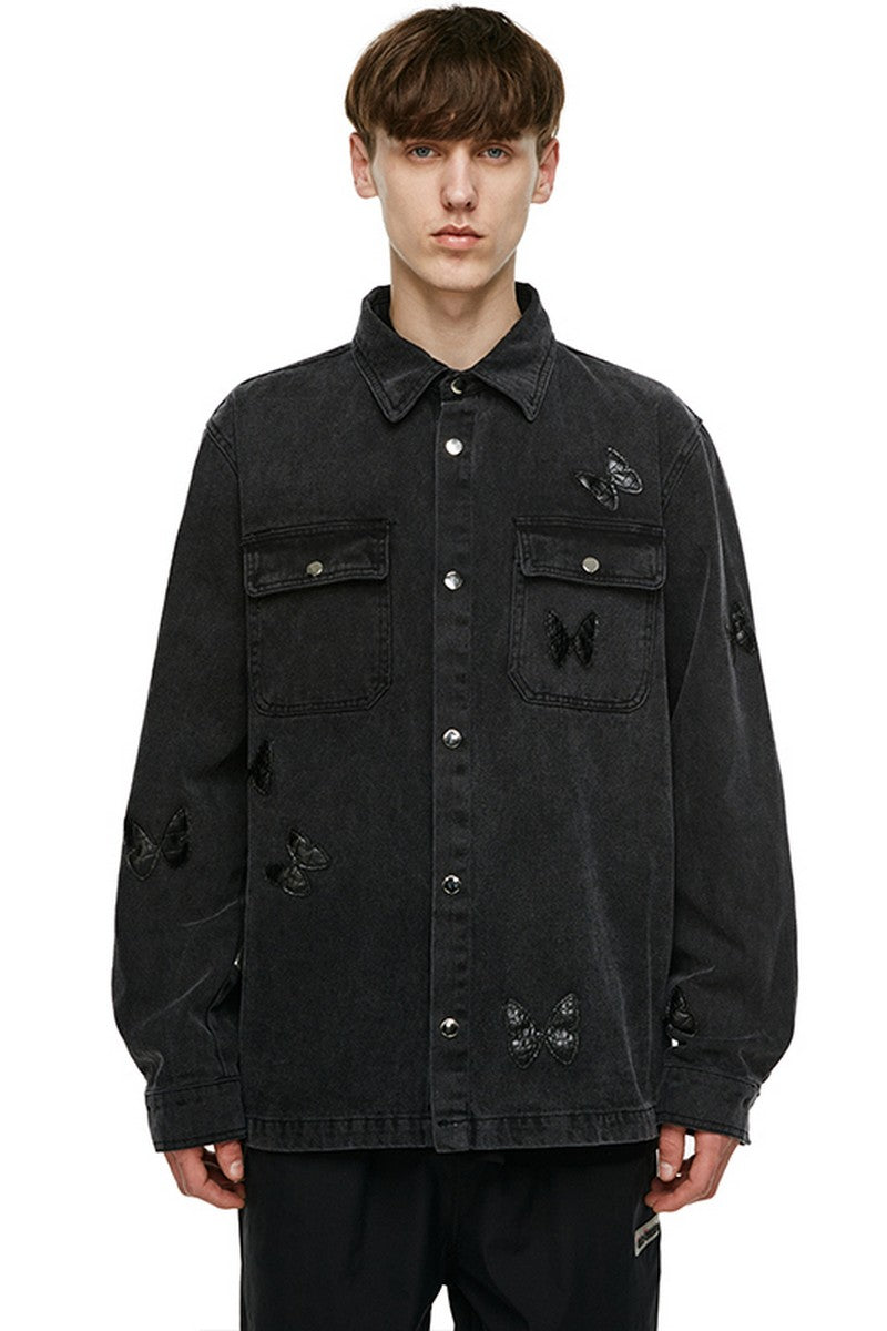 Old Order Butterflies Embroidered Jeans Jacket