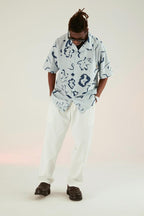 Empty Reference Hand-Painted Flowers Cuban Shirt
