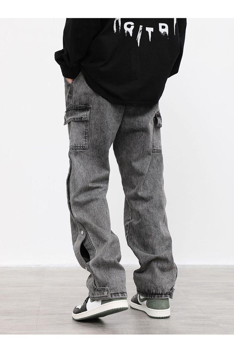 CZ Dark Buttons Cargo Jeans
