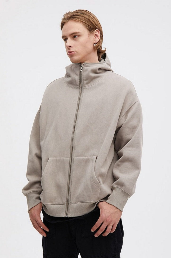 CZ High Collar Zip Up Hoodie