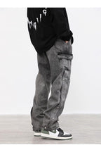 CZ Dark Buttons Cargo Jeans