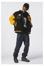 ANT Yellow Woolen Embroidered Varsity Jacket