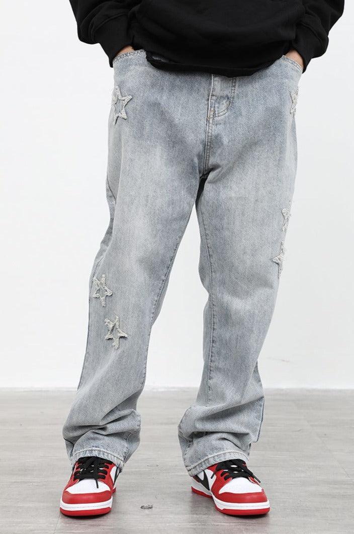 CZ Stars Patches Flared Jeans - UK Only