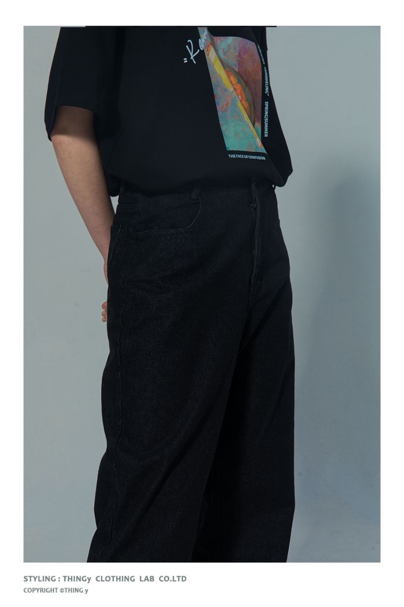 THINGY Black Straight Jeans