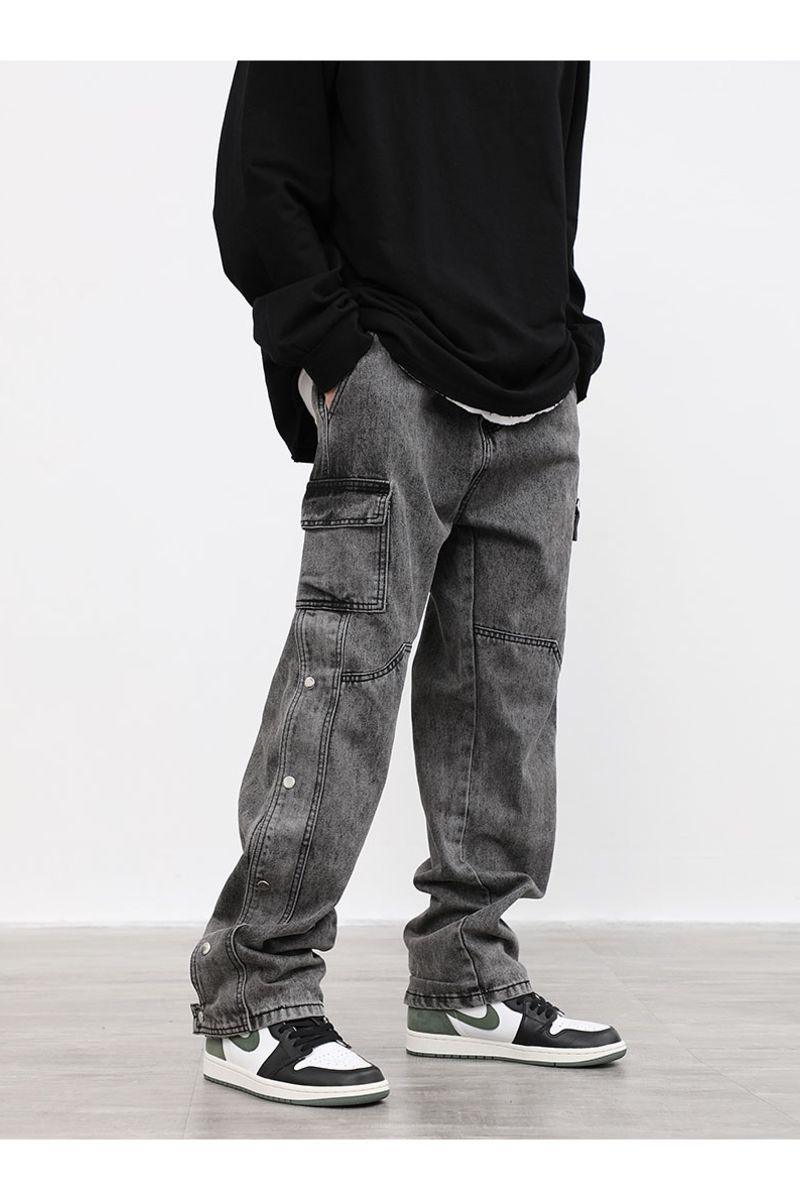 CZ Dark Buttons Cargo Jeans