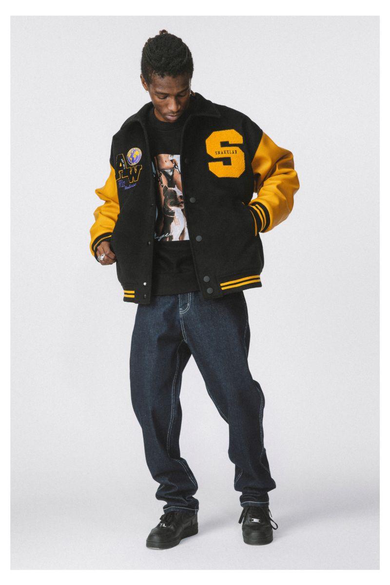 ANT Yellow Woolen Embroidered Varsity Jacket