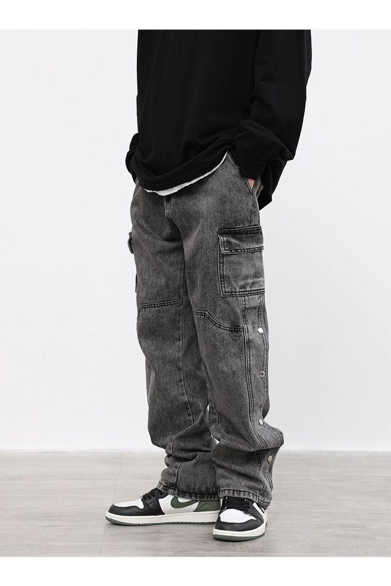 CZ Dark Buttons Cargo Jeans
