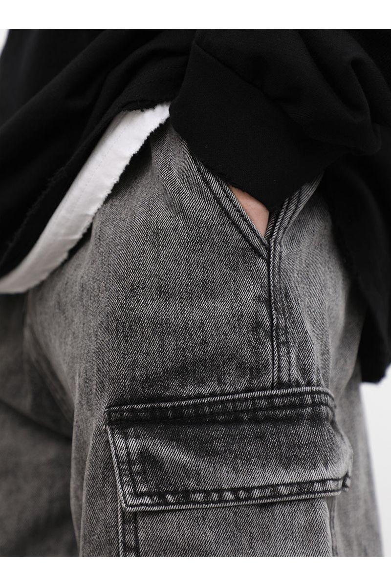 CZ Dark Buttons Cargo Jeans