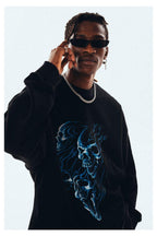 Antidote Blue Flame Skull Sweater